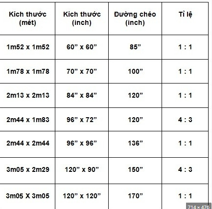 Màn hình treo tường Dalite 120×120” 170ich (3.05×3.05m)